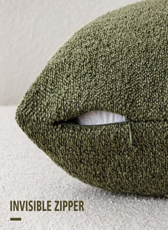 Foindtower Decorative Textured Boucle Throw Pillow Covers Accent Solid Pillow Cases Neutral Soft Cozy Couch Cushion Case for Chair Sofa Bedroom Living Room Home Decor 22x22 Inch,1PC,Moss Green - Image 2
